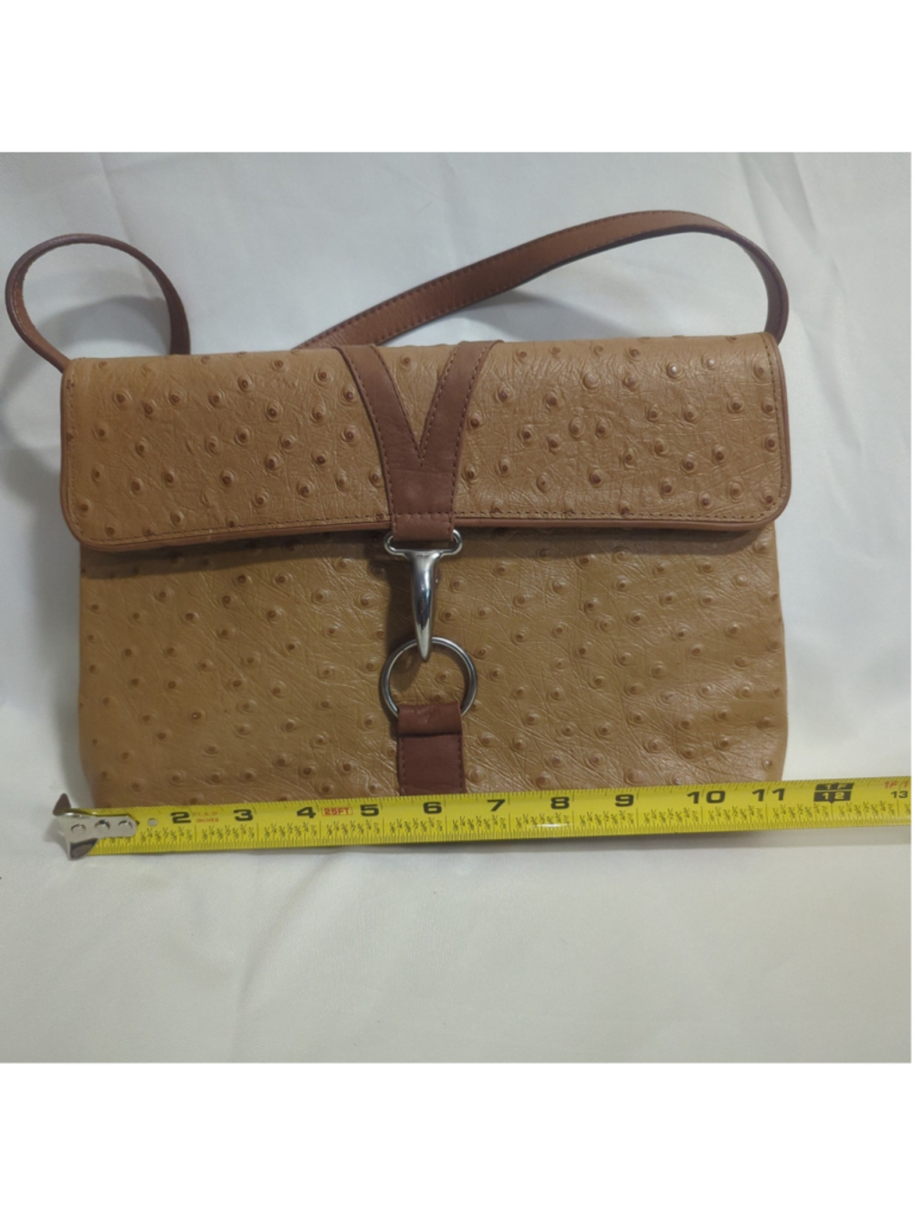 Another Line & Co Brown Ostrich Leather Shoulder Bag - Picture 12 of 14